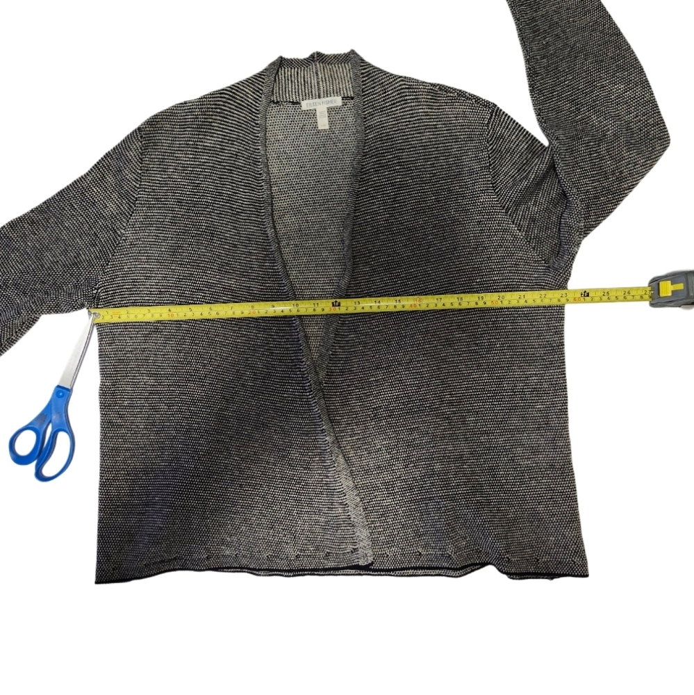 Eileen Fisher  Women's L Open-Front Cardigan 100% Organic Linen  Black - Picture 5 of 9